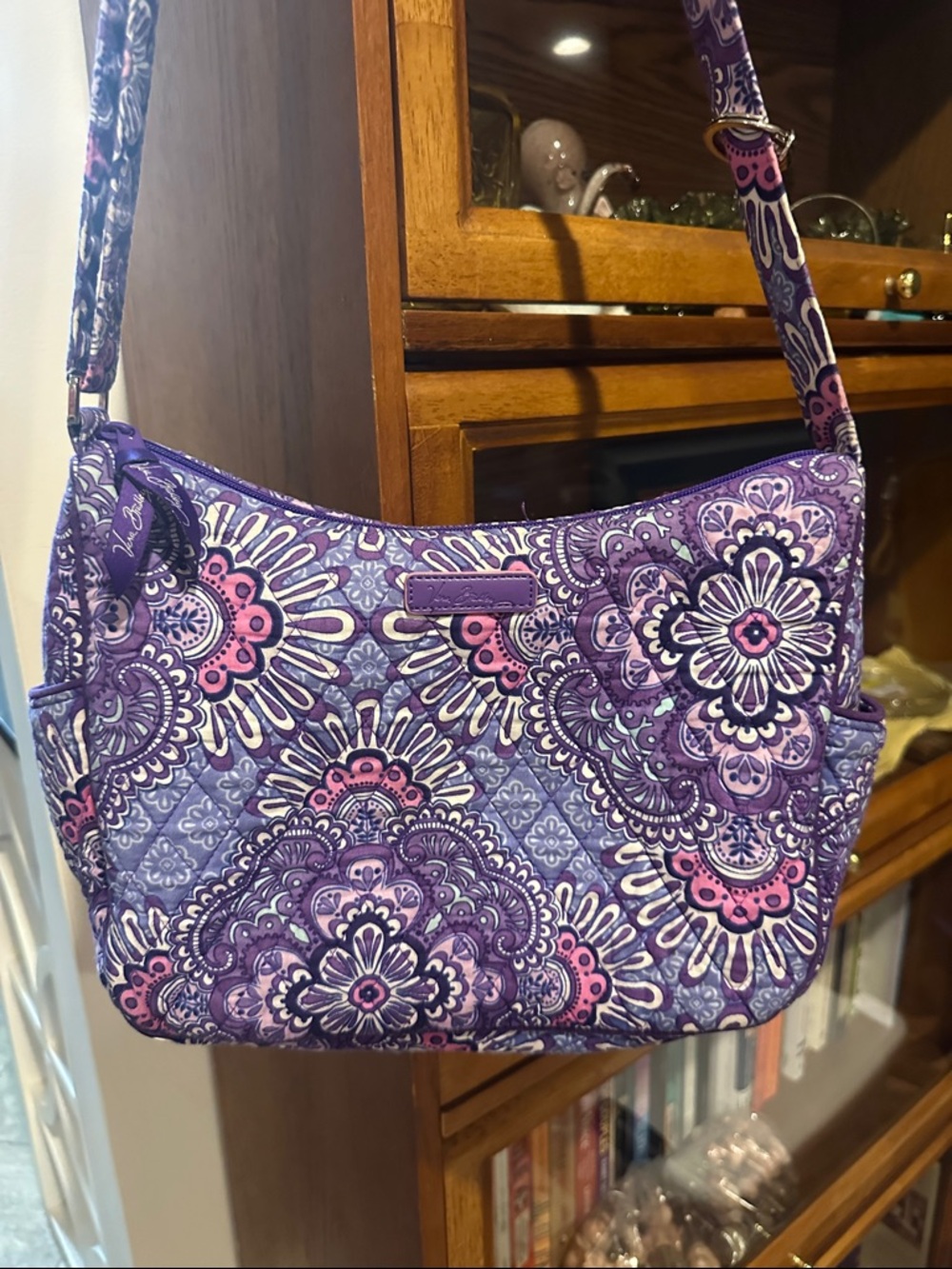 Vera Bradley Purple and Pink Floral Quilted “Go Hipster” Crossbody Bag